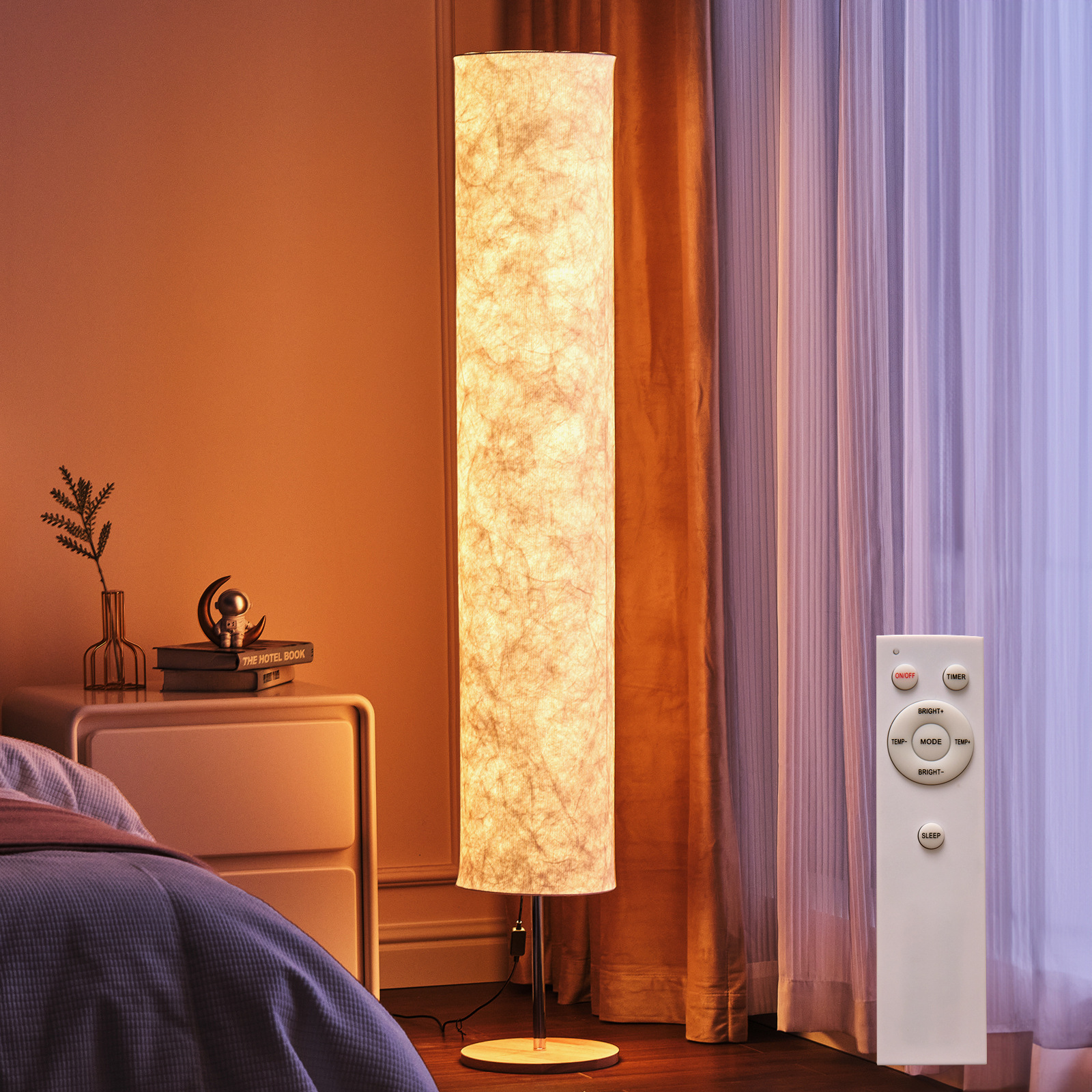 Picture of Cross-Border Amazon Fabric Floor Lamp Ledrgb Seven-Color Remote Control Atmosphere Light for Living Room and Bedroom with Adjustable Brightness