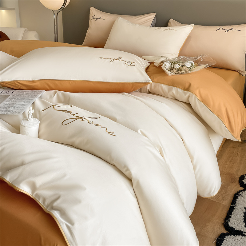 Picture of Light luxury 120 long-staple cotton quilt cover single piece pure cotton quilt cover solid color double-piece quilt cover Nantong bedding