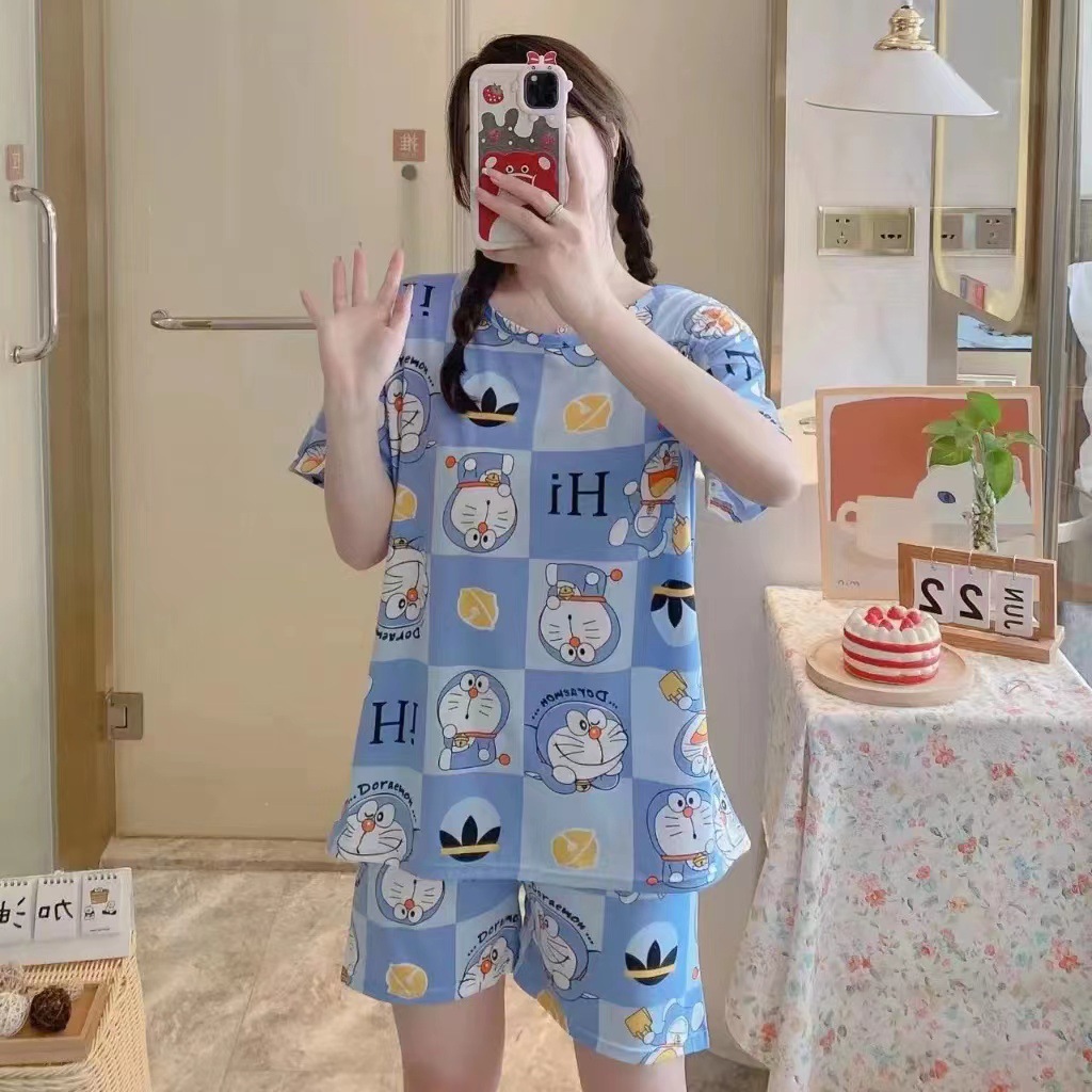 Pajamas women's summer casual sweet cartoon women's pajamas women's short-sleeved shorts can be worn outside Korean style home wear suit