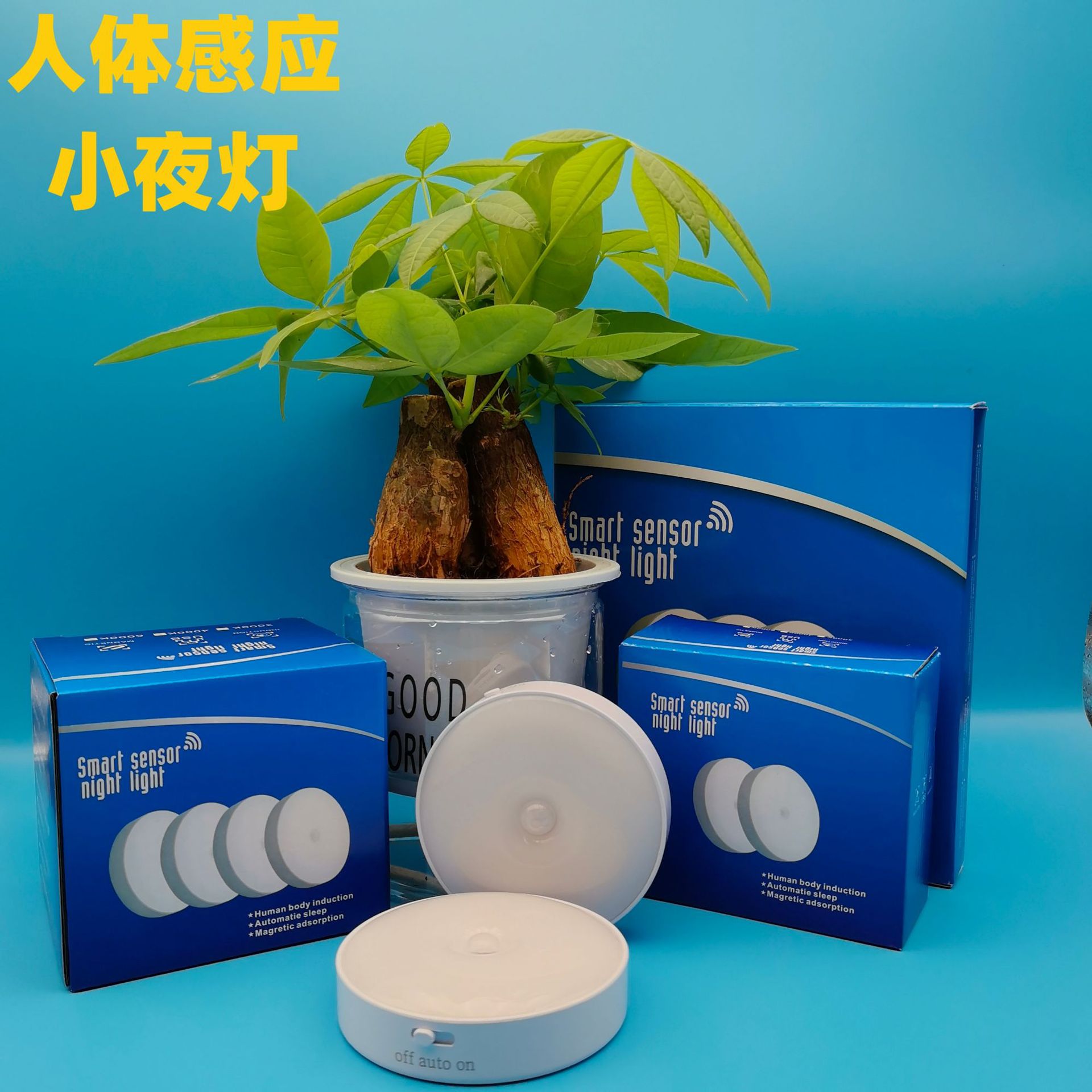 Cross-border wholesale ABS upgraded human body induction night light bedside bedroom wardrobe aisle USB round induction lamp