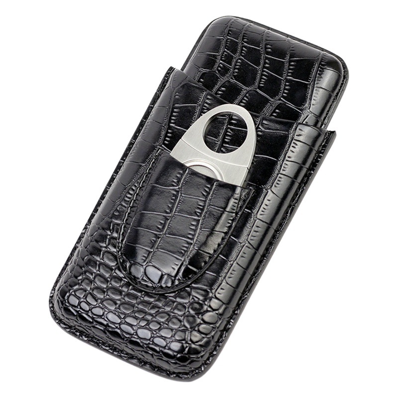Neya Amazon Cigar Leather Case Portable Cigar Box Set Includes Cigar Cutter and Supports Logo Printing 4907 Storage