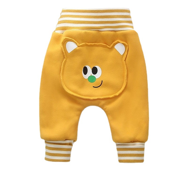 0-2 years old baby pants autumn and winter cotton rubber band cartoon stripe stitching big PP pants for boys and girls wholesale