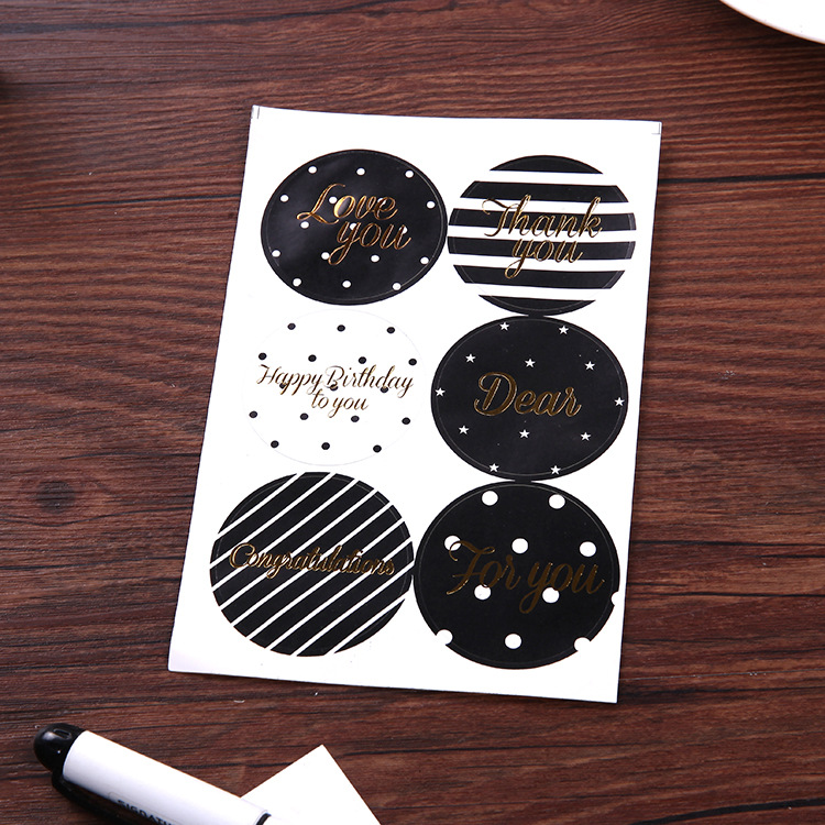 Picture of Creative literature and art love words gilding Thank you blessing sticker hand gift packaging baking Chongyang sticker