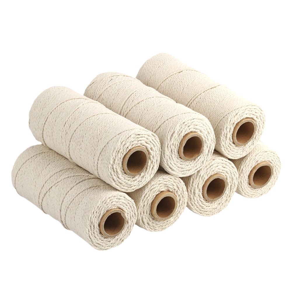 [3mm200m cotton rope] DIY hand-woven tapestry binding rope decorative natural color cotton rope woven bag rope