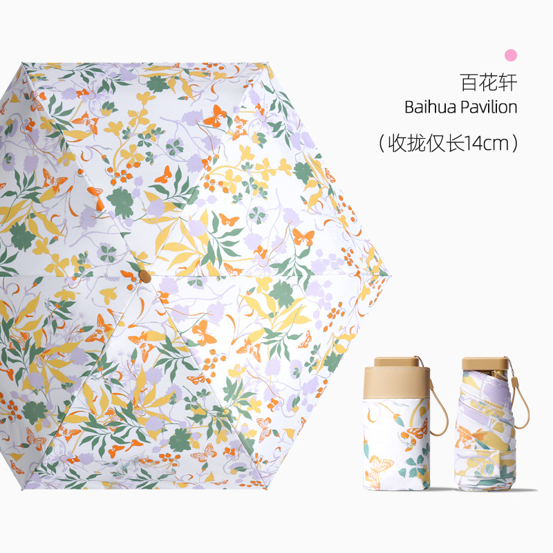 Picture of 14CM 60% Fold Mini Pocket Sun Umbrella Sunscreen Umbrella Women's Sunny and Rainy Umbrella Small Portable Custom
