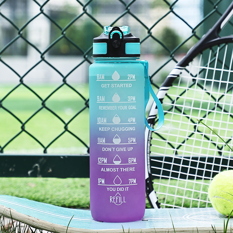 Picture of Large Capacity Fitness Sports Space Cup Portable Outdoor Casual Plastic Suction Cup Girl's Gradient Frosted Kettle