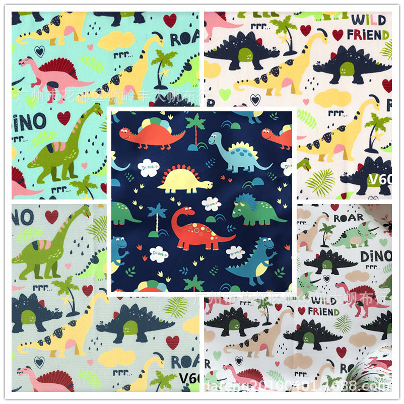 Children's Cute Cartoon Dinosaur Jurassic Park digital printing Bag Fabric digital printing
