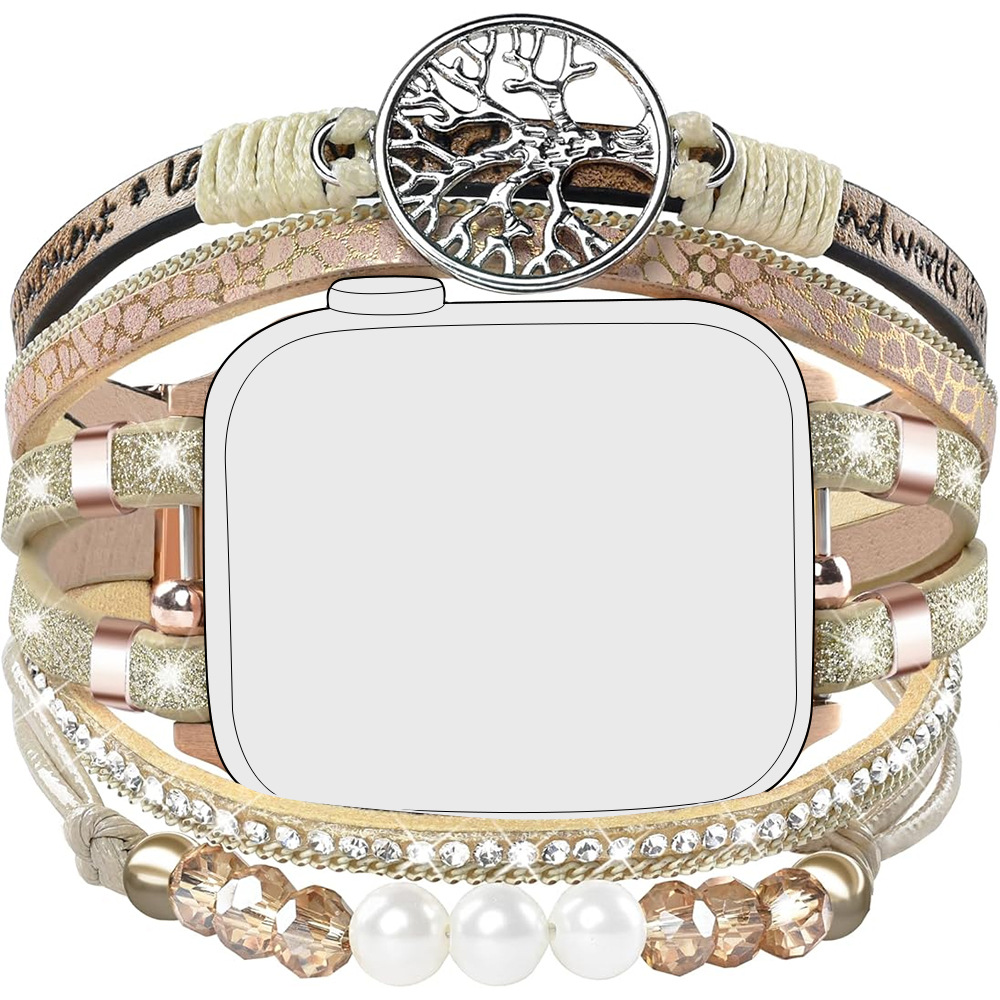 Suitable for Apple Watch/4-9Th Generation Pu Bracelet Pearl Fashion Small Fragrance Apple Watch Strap Smart Watch Strap