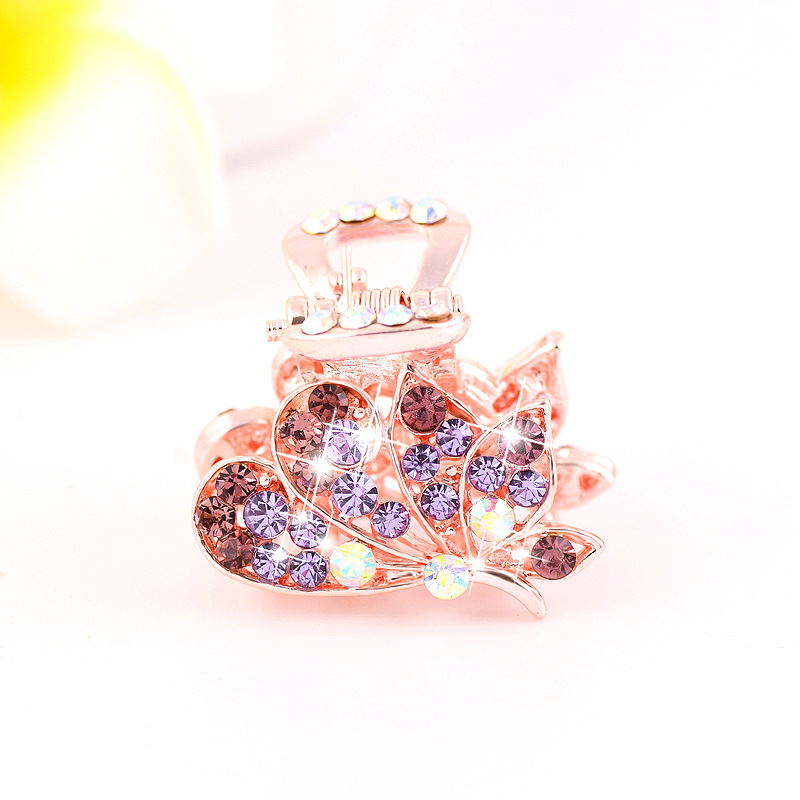 Picture of New small size Grab Clip Hair Clip Hair Clip Adult Bangs Hair Clip Children Top Clip Electroplated Rhinestone Elegant Hair Accessories Headdress