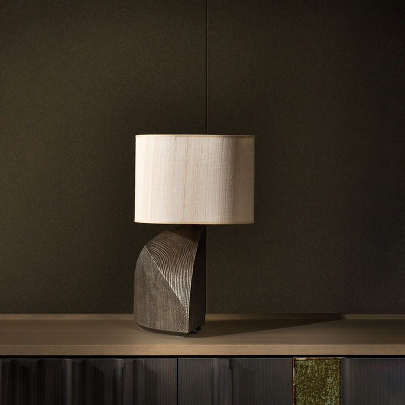 Modern Minimalist Creative Stump Wood Grain Ornaments Chinese Style Living Room Bedroom Bedside Study Old Tree Wood Grain Art Table Lamp
