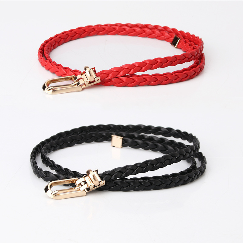 Cross-border new Korean fashion ladies woven thin belt women with dress suit exquisite small belt wholesale