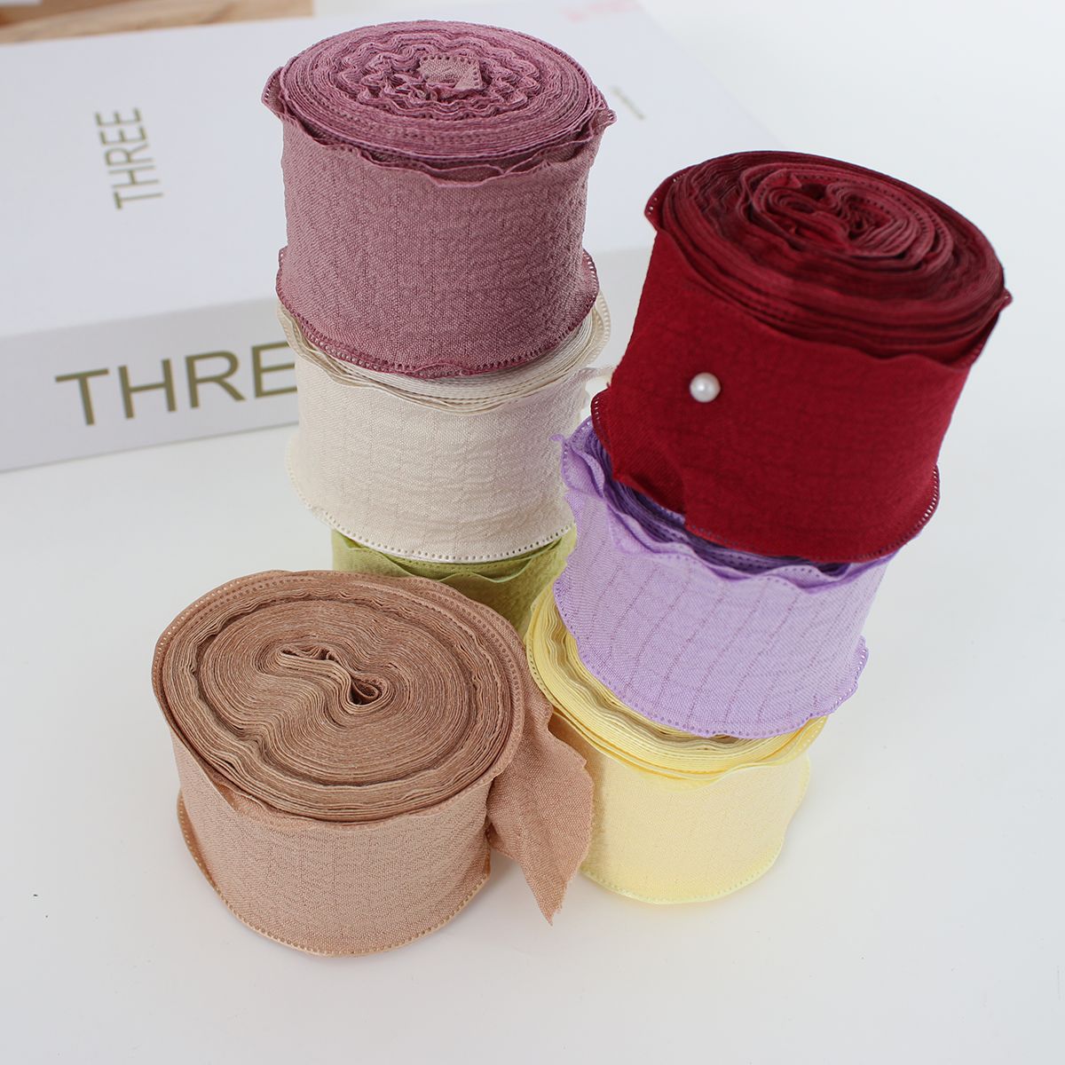 Pleated Ribbon Romantic Chinese Valentine's Day Floral Packaging Material Bow Baking Cake Packaging Ribbon Bouquet