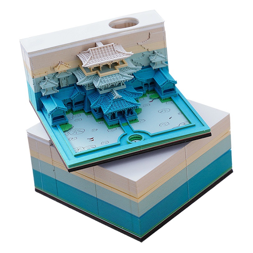 3D Paper Carving Heavenly Palace Three-Dimensional Note Book Chinese Style Art Desk Calendar Hand-Teared High-Looking Cute Post-It Notes