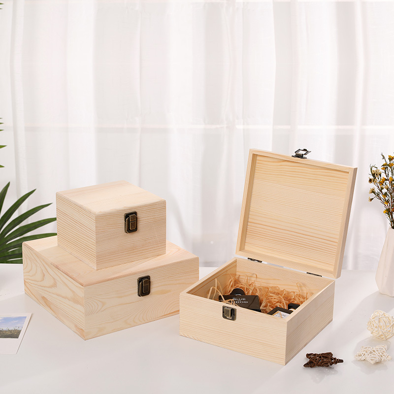 Picture of Accompanying Gift Wooden Box Simple Pine Gift Packaging Box Candy Box Immortal Flower and Wood Box Wooden Jewelry Storage Box