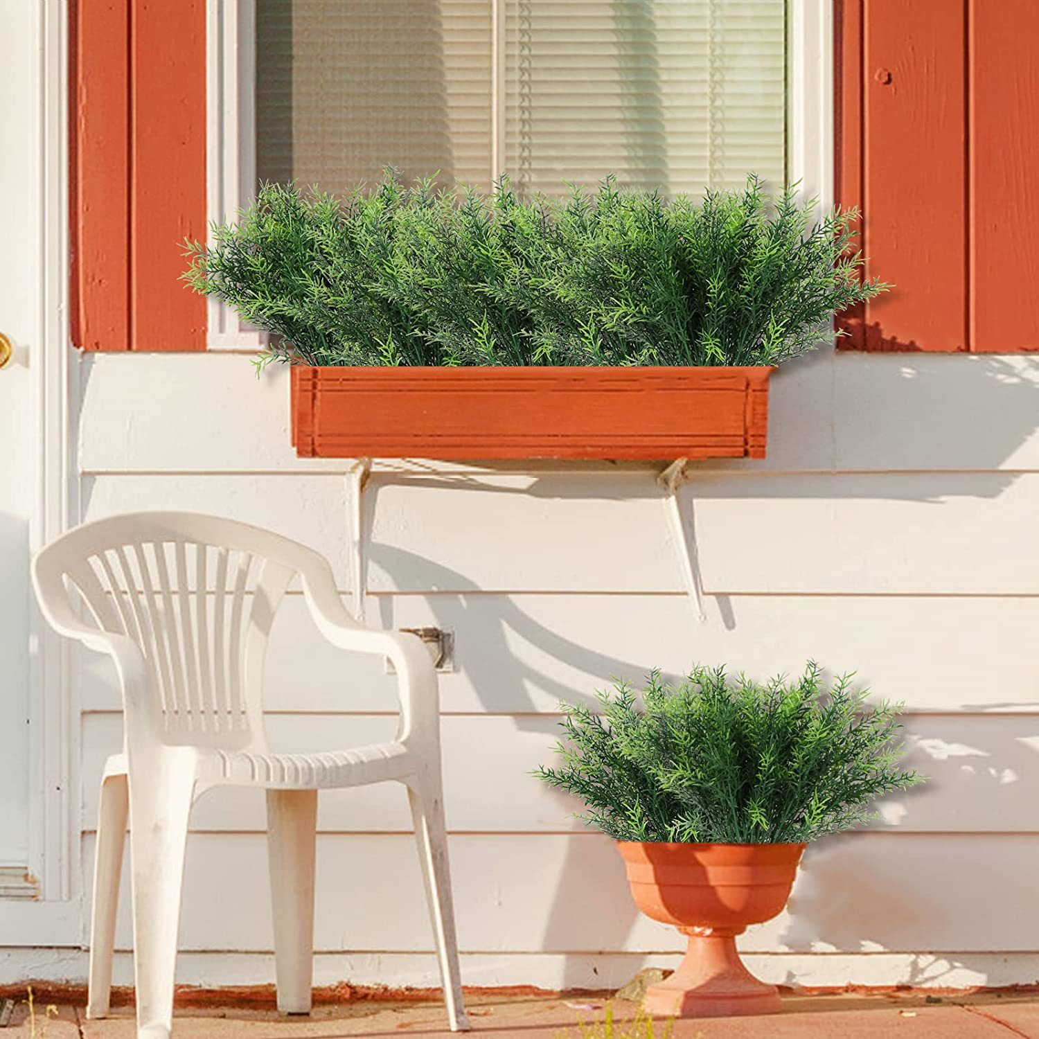 Picture of Cross-border artificial green plant 7 fork plastic flower spring grass rosemary stem Persian Fern eucalyptus inside and outside decorative partition plug