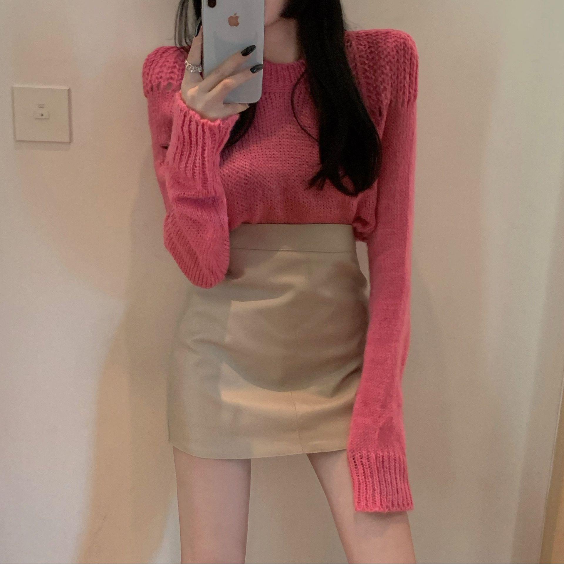 Black Small Leather Skirt Skirt Women's Autumn and Winter New High Waist Slimming PU Leather Short Skirt Anti-slip A- line Hip Skirt