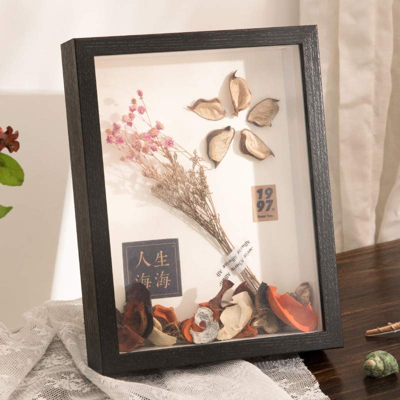 Picture of Stereo Hollow 3CM Dried Flower Photo Frame Table Creative Handmade DIY Paper Shell Frame Butterfly Specimen Mounted Frame