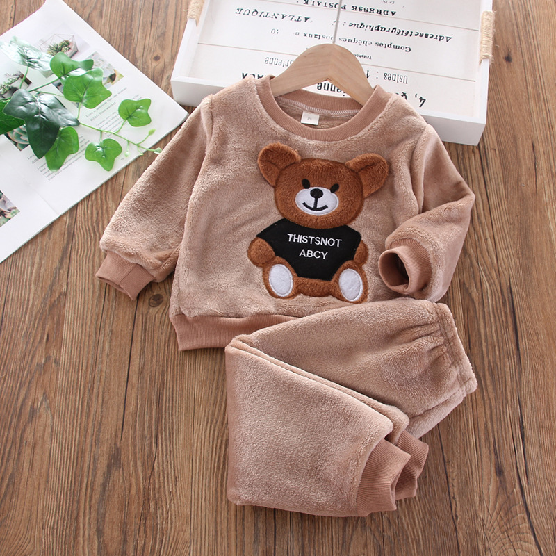 Picture of Baby Winter Pajamas Set 2025 New Baby Kidsren's Clothing Boys and Girls Autumn and Winter Flannel Home Clothes Trendy