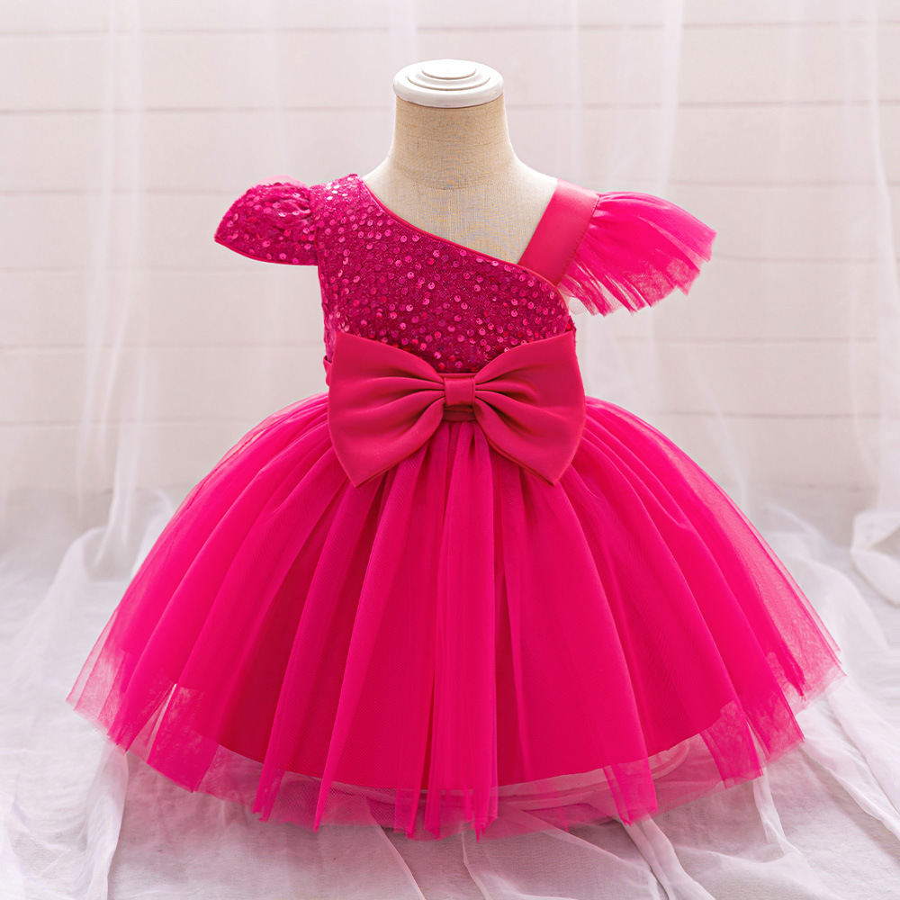 Girls New Princess Mesh Embroidered Children's Dress Sequins Wedding Dress Tuffy Birthday Party Year One Year Dress Wholesale