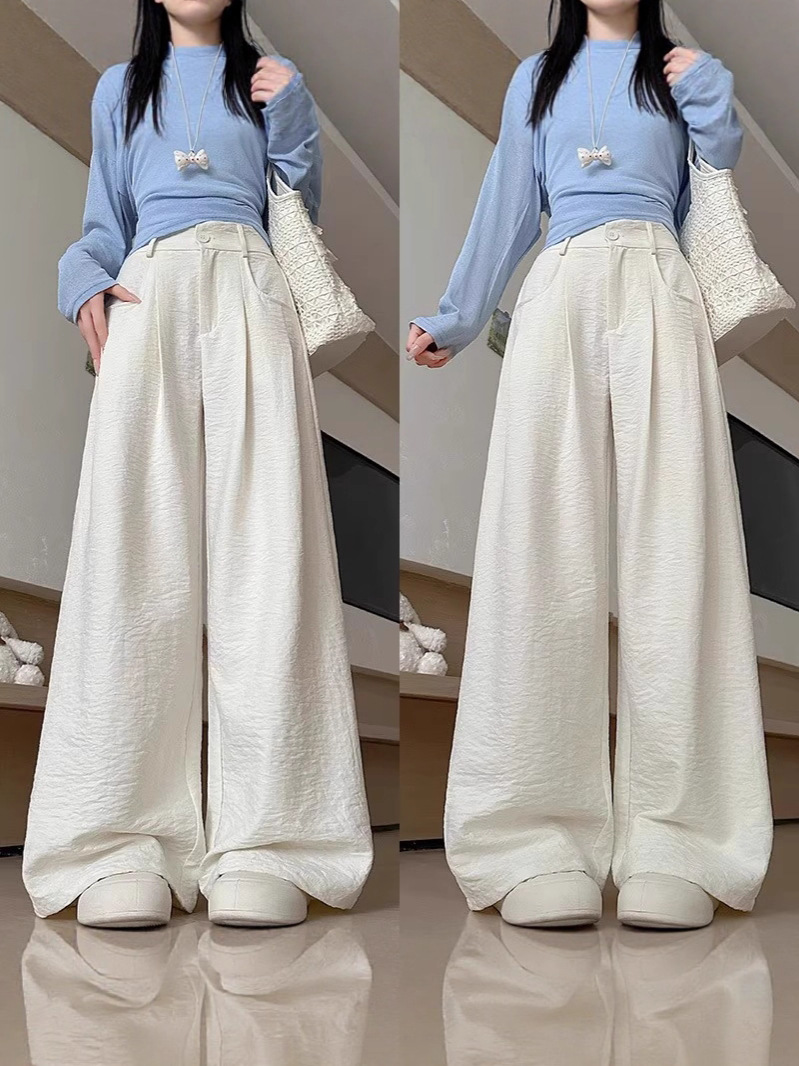 Milk Fu Suit Pants Women's Spring and Summer Thin 2025 New High Waist Loose Drape Casual Lazy Slim Wide-leg Pants