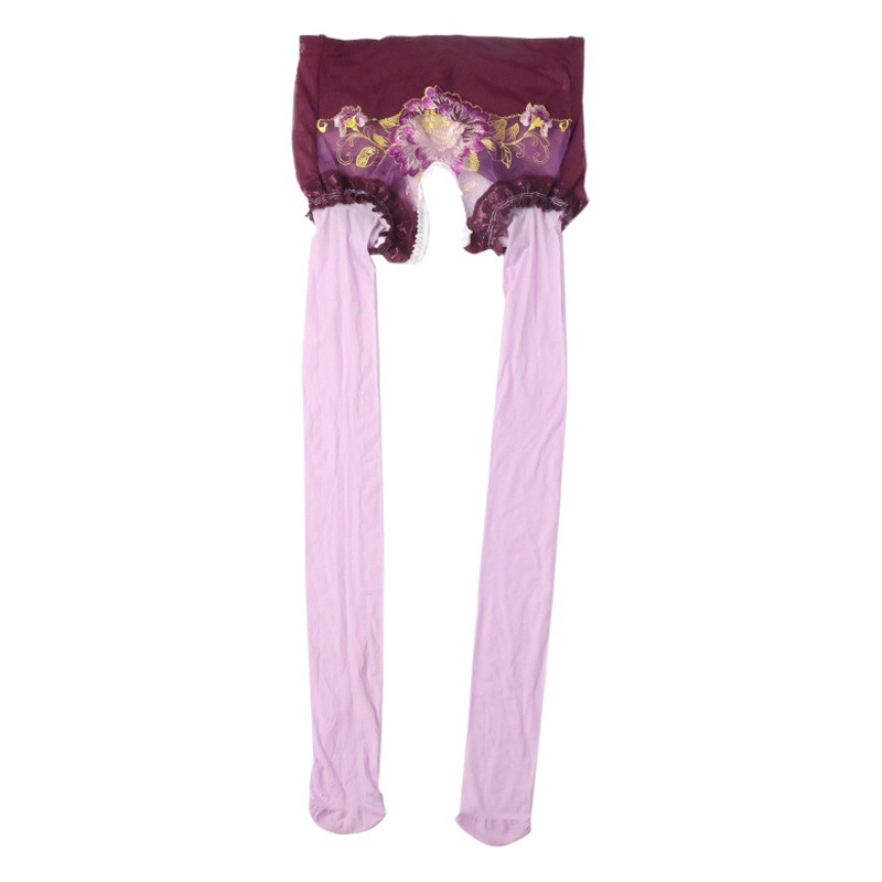 Oil and Light One-piece Silk Stockings Panties Two-in-One Women's Sexy Passion Temptation Extreme Silky Sexy Open Crotch Stockings