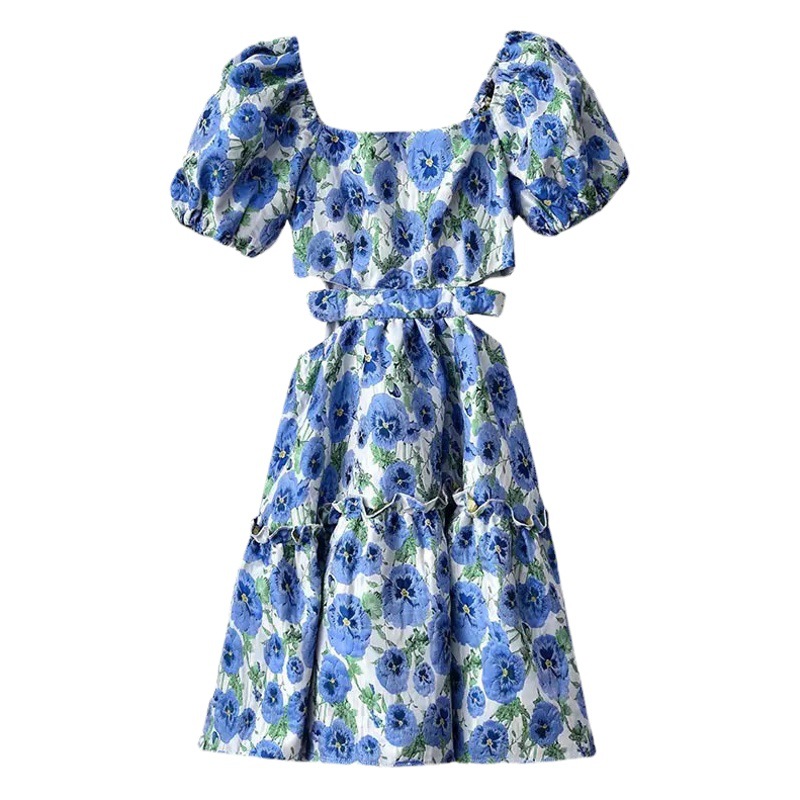2024 New Summer Seaside Vacation Beach Skirt French High-End Thai Tea Break Floral Dress for Women