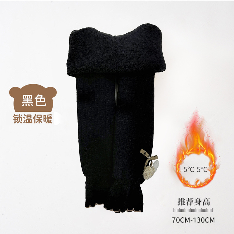 Picture of Fleece-lined girls' leggings autumn and winter high waist baby pants thickened cropped socks children's leggings outer wear warm