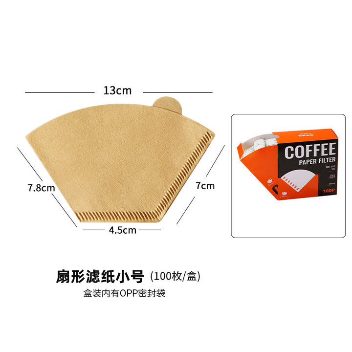 Picture of Japanese Virgin Pulp Coffee Filter Paper Fan-Shaped Cone Drip Coffee Pot V601-4 Person Unbleached