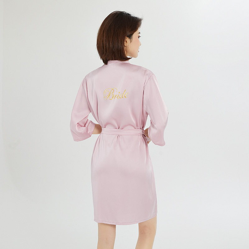 Picture of bride Gown morning Gown Lady nightgown wedding makeup bridesmaid group wedding kimono imitation silk satin bathrobe