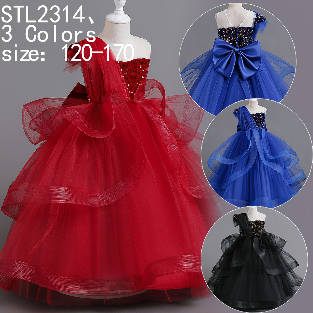 Children's sequined princess dress host flower girl wedding dress little girl wedding dress girl piano performance dress summer