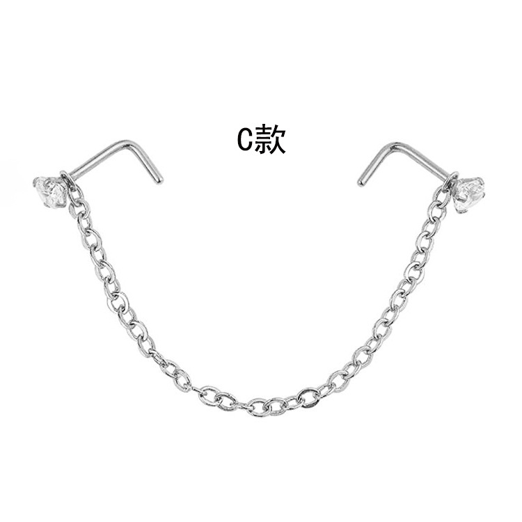 Picture of Stainless steel nose ring nose nail nose chain Amazon new nose chain puncture jewelry nose chain