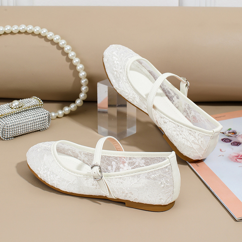 Cross-border hot selling Chinese Mary Jane shoes lace mesh hollow Hanfu shoes shallow flat casual girls' princess shoes