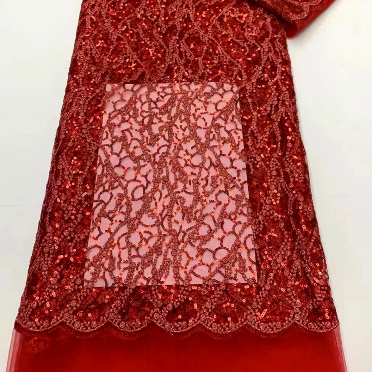 New lace fabric mesh sequins embroidery flat embroidery beads composite line lace wedding dress cheongsam embroidered cloth