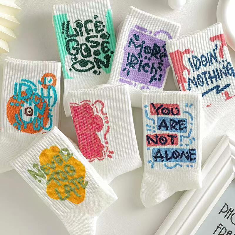 Socks Women's Stockings Ins Trendy High Color Value Fried Street Autumn All-match Student Sports High Color Value White Long Socks