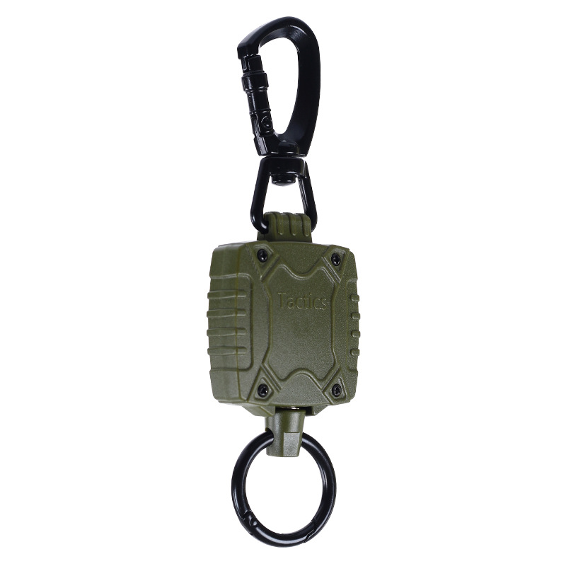 Picture of Zinc Alloy Metal Hanging Buckle Outdoor Fishing Retractable Army Green Square Easy Pull Buckle Quick Pack Easy to Pull