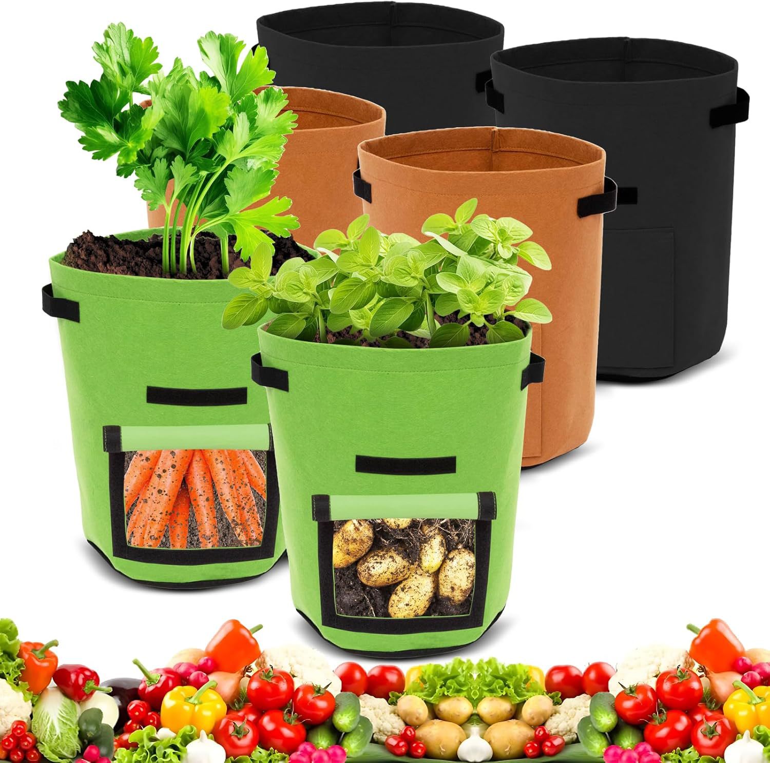 Cross-border Potato Planting Bucket Seedling Bucket Felt Thickened Indoor and Outdoor Non-woven Vegetable Seedling Felt Planting Bucket