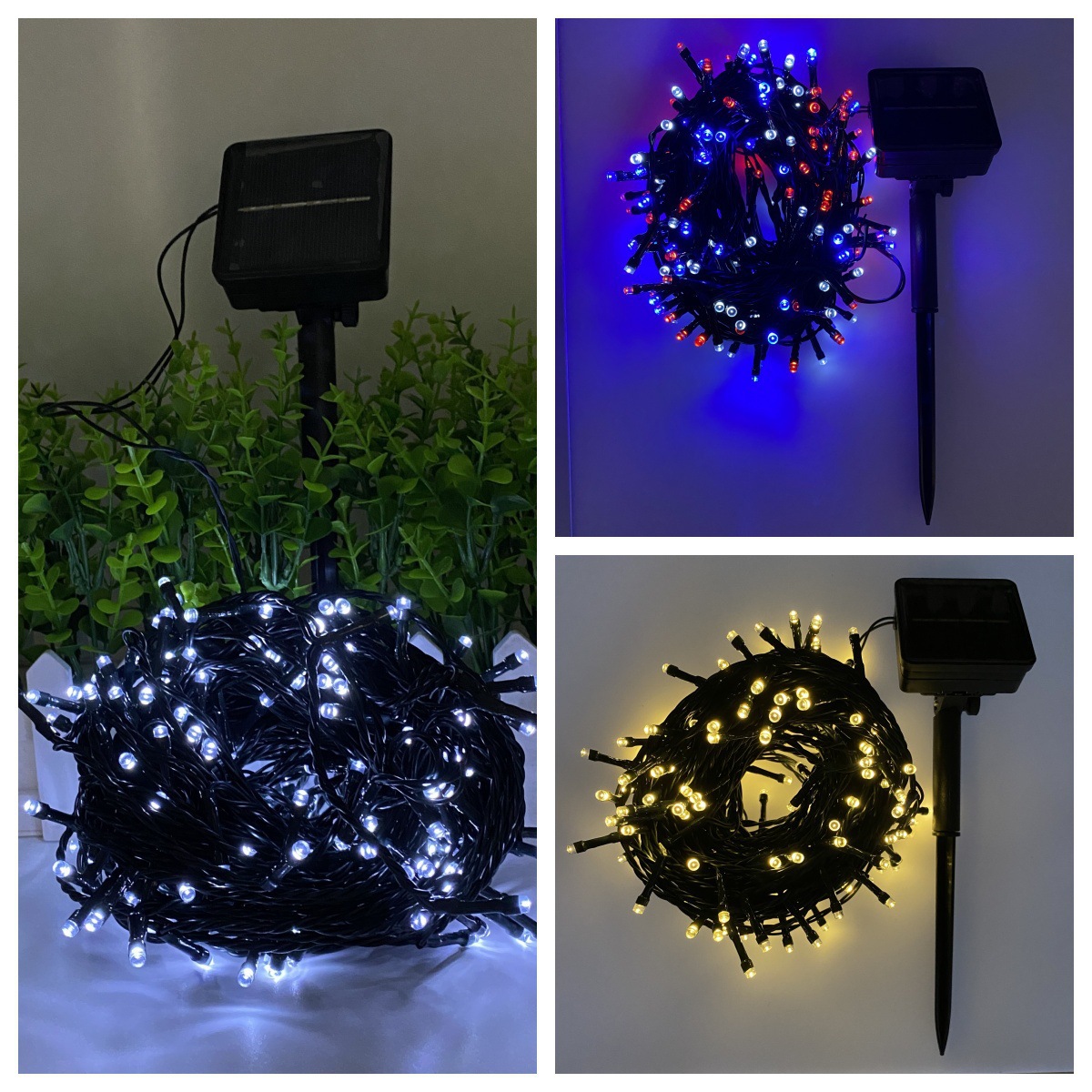 Picture of Solar String Lights Small Colorful Lights Flashing Lights Remote Control Christmas Garden Decoration Starry Sky Waterproof Camping Style Dark Green Line Light String