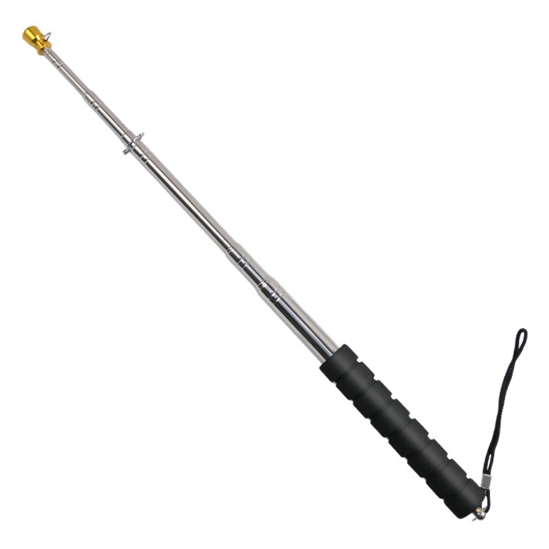 Cross-Border Amazon Outdoor Telescopic Flagpole Guide Pole All Black Handle 2.3m Long Stainless Steel Flagpole Crown Head