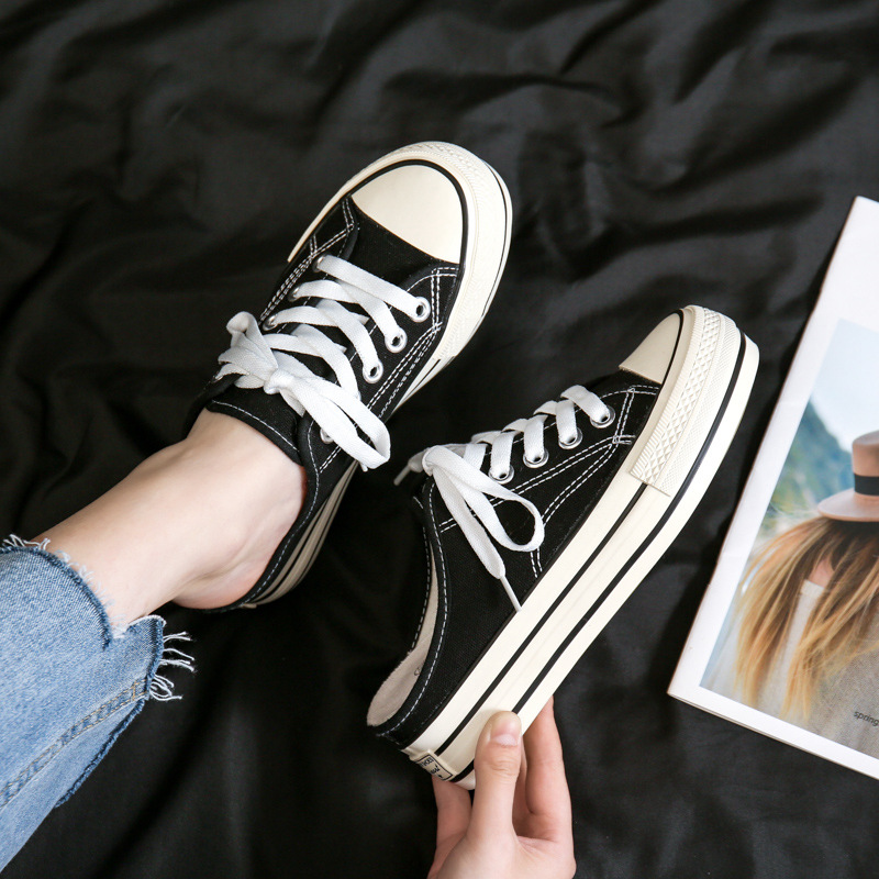 Picture of Half-drag heightening canvas shoes women's shoes 2023 new spring and summer versatile muffin thick-soled heightening half-drag skate shoes