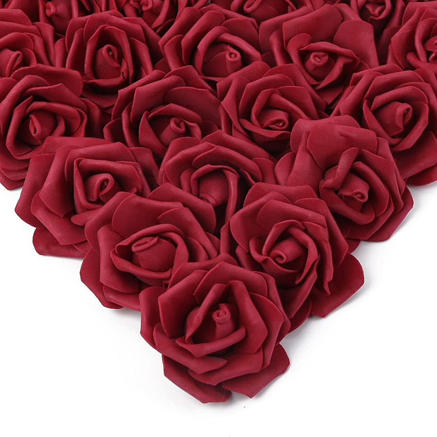 Picture of 7cm Simulated Pe Rose Head Chinese Valentine's Day Foam Rose Flower Wedding Valentine's Day Bouquet Packaging Material