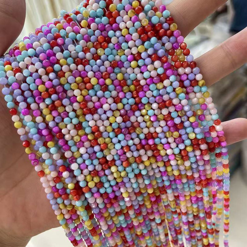 Picture of 3mm Natural Freshwater Shell Beads Round Beads Colorful DIY Jewelry Accessories Hairpin Shell Beads Bracelet Necklace Clavicle Chain Beads