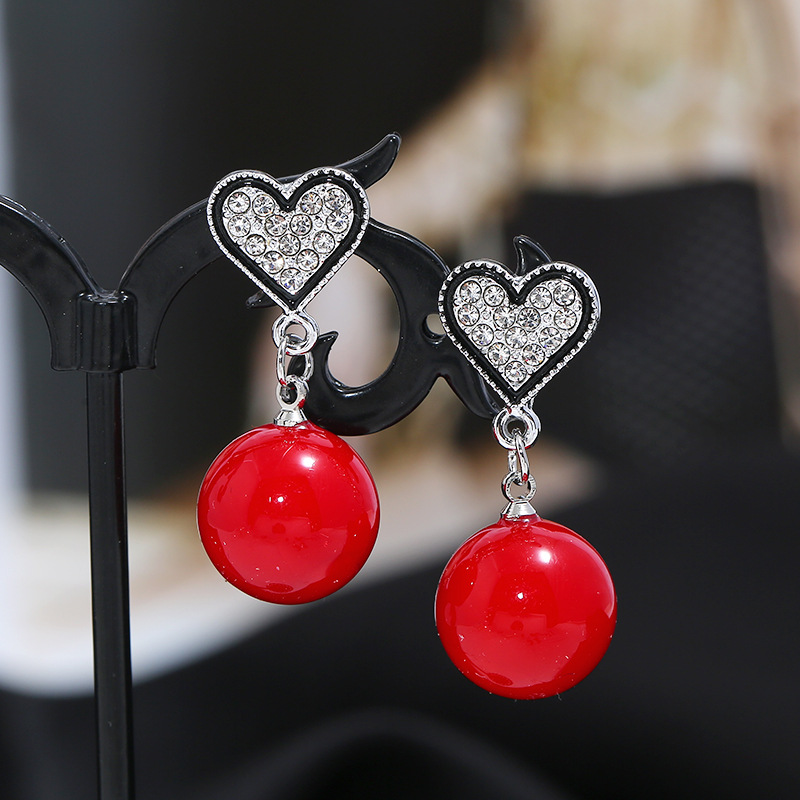 Picture of New Year Red Earrings Women's 20 New Fashionable Elegant Korean Style Personalized All-match Bridal Pearl Earrings Winter Earrings