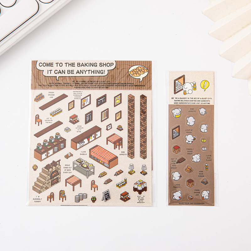 Picture of Cross-Border Korean-Style Miniature House Stickers, Miniature Scene, No-Cut Journaling, 3D Stereo Stacking Journaling, Stereo Scene
