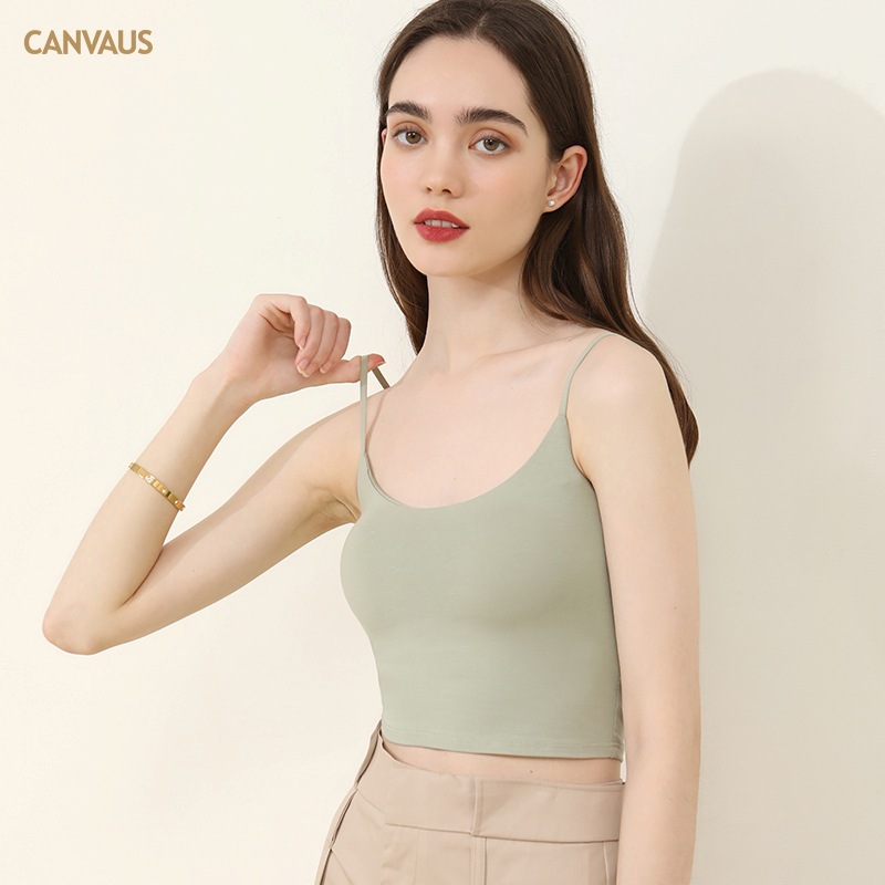 CANVAUS Camisole Women's Summer Outer Wear White Exposed Belly Umbilical Cord Chest Pad Inner Base Beauty Back Underwear
