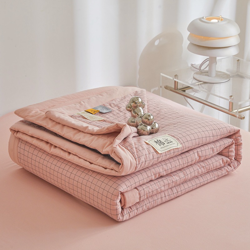 Picture of Class A Maternal and Infant Grade Xinjiang Cotton Summer Quilt Non-printed Wind-washed Cotton Summer Cool Quilt Plaid Air-conditioning Quilt Summer Thin Quilt