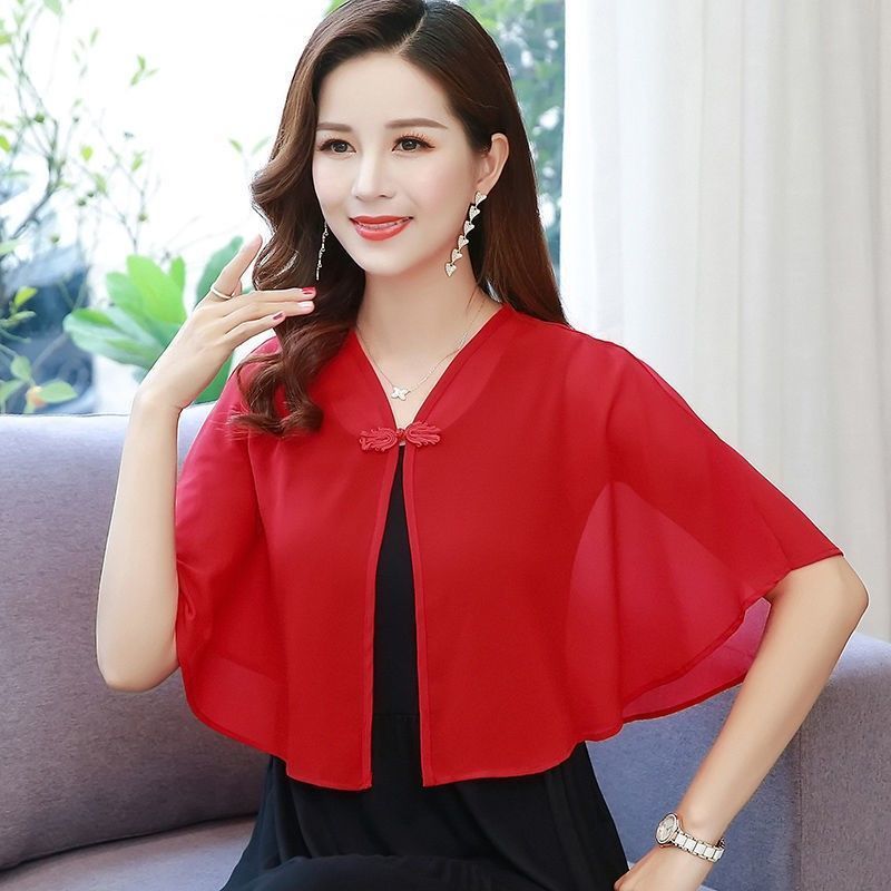 Chiffon Small Shawl Women's Summer Outer Skirt All-match Short Loose Waistcoat Thin Chiffon Sunscreen Cardigan Jacket