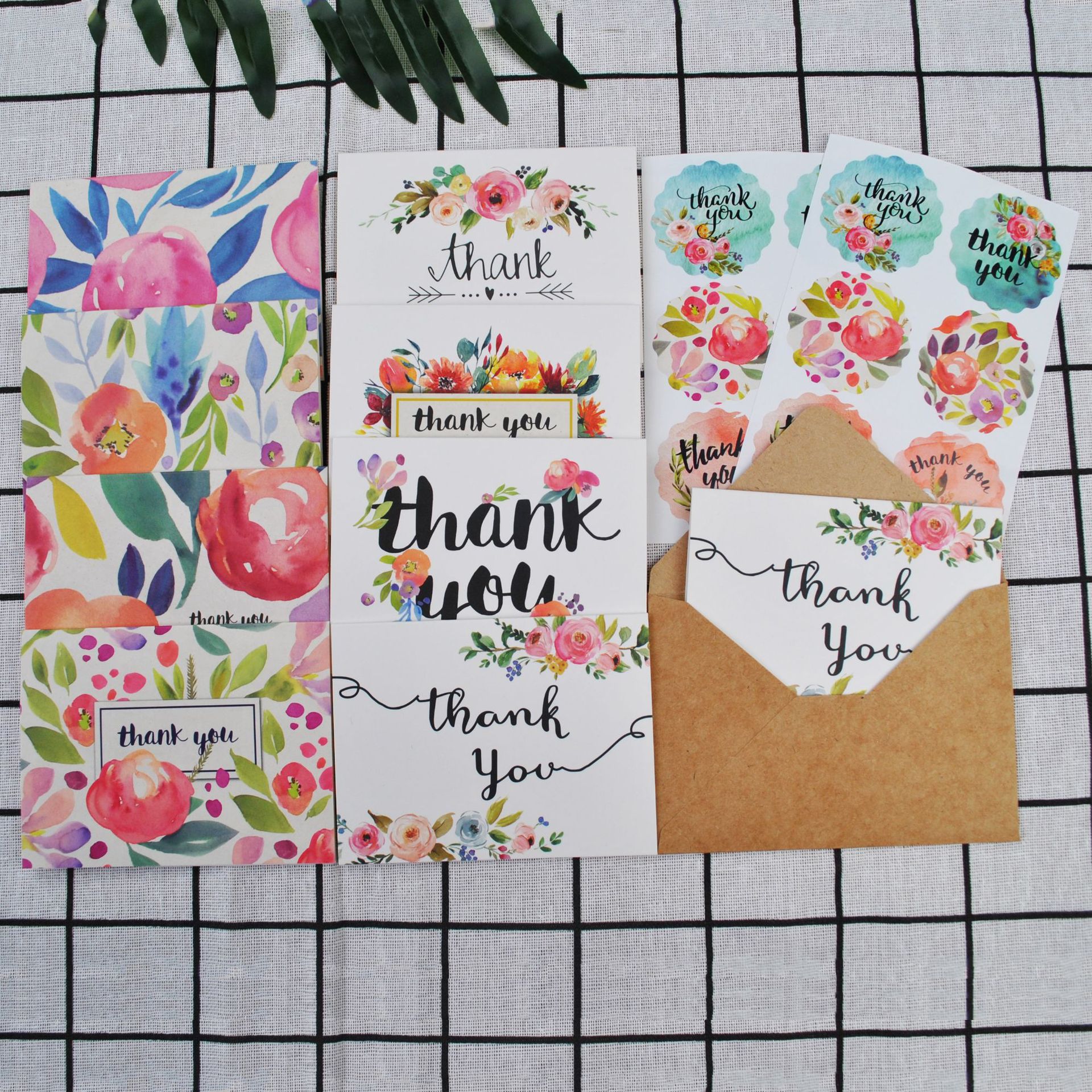 Picture of Cross-Border Amazon Thank You Cards Baked Flowers Simple European Style 8 Sets of Thank You Cards