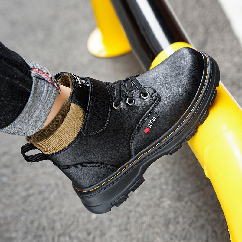 Boys Martin boots 2021 Winter plus cotton CUHK children's cotton shoes warm cotton shoes for primary and secondary school students a generation of hair