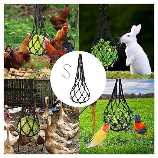 Picture of Extra Large Green Hanging Feeding Net for Parrots, Roosters, and Hens, Woven Foraging Toy, Small Net Bag