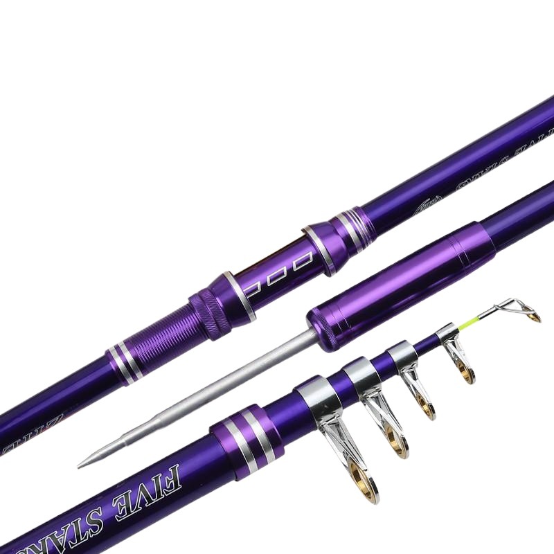 Carbon sea rod with ground plug long-range Rod 2.1 meters 2.4 throwing Rod purple fishing rod metal wheel seat fishing gear manufacturers wholesale